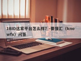 1BID这家平台怎么样？-要懂汇（knowfx）问答