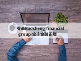 券商Baosheng financial group 宝昇金融正规