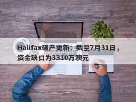 Halifax破产更新：截至7月31日，资金缺口为3310万澳元